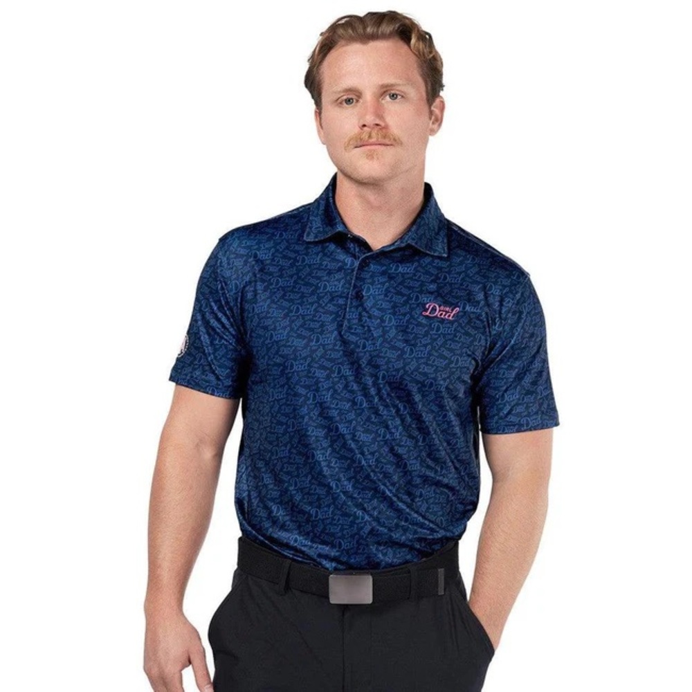 NEW Barstool Sports Polo Shirt XL Blue Girl Dad All Over Print Golf Performance